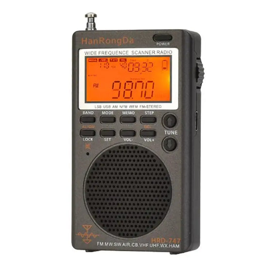 HRD 747 Full-Band Portable Radio – FM/MW/SW/SSB/AIR/VHF/UHF/WX HanRongDa Receiver