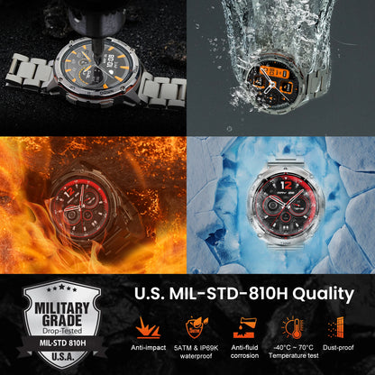 KOSPET TANK T3 Ultra 2 GPS Rugged Smartwatch – AMOLED, Bluetooth Calling, 5ATM Waterproof
