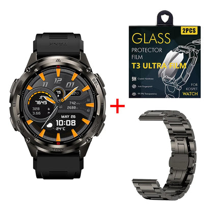 KOSPET TANK T3 Ultra 2 GPS Rugged Smartwatch – AMOLED, Bluetooth Calling, 5ATM Waterproof