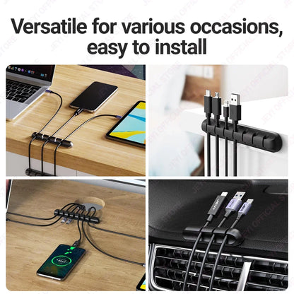 JEYI Adhesive Cable Holder Clips – Cord Management Wire Organizer for Desk, Nightstand & More