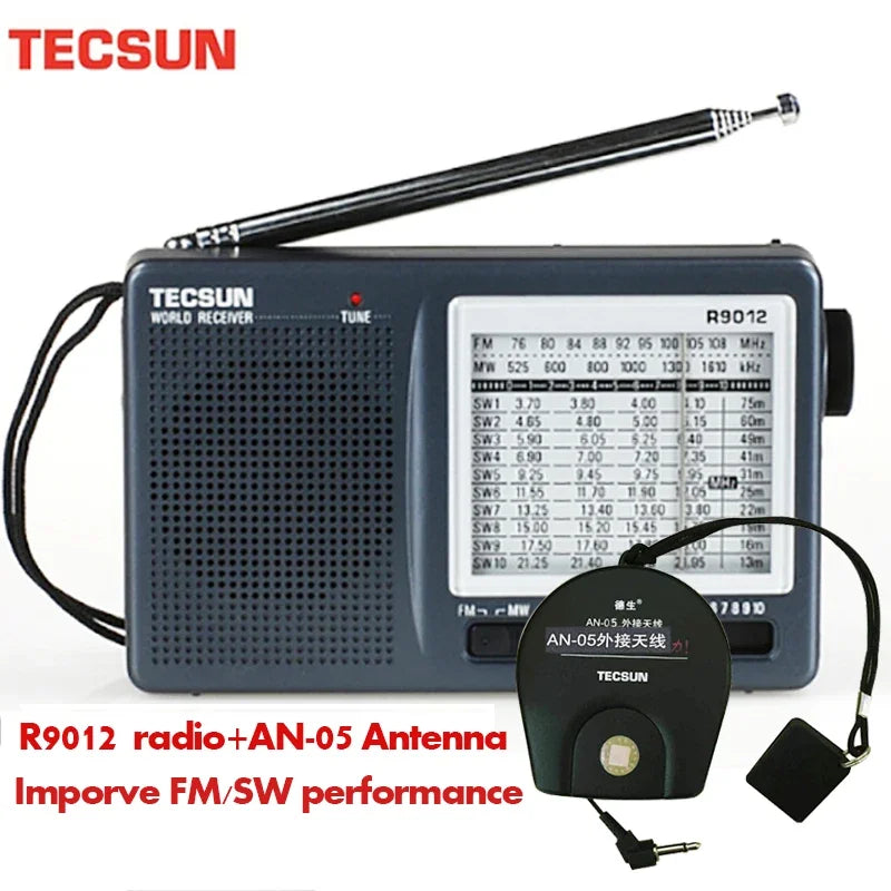 Tecsun R-9012 AM/FM/SW 12-Band Shortwave Pocket Radio – Portable Multiband Receiver | Optional AN-05 External Antenna