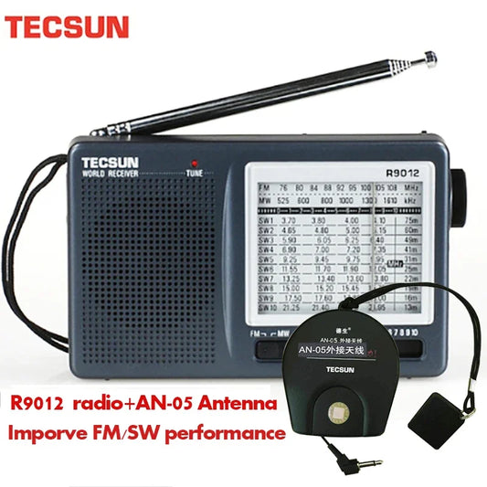Tecsun R-9012 AM/FM/SW 12-Band Shortwave Pocket Radio – Portable Multiband Receiver | Optional AN-05 External Antenna