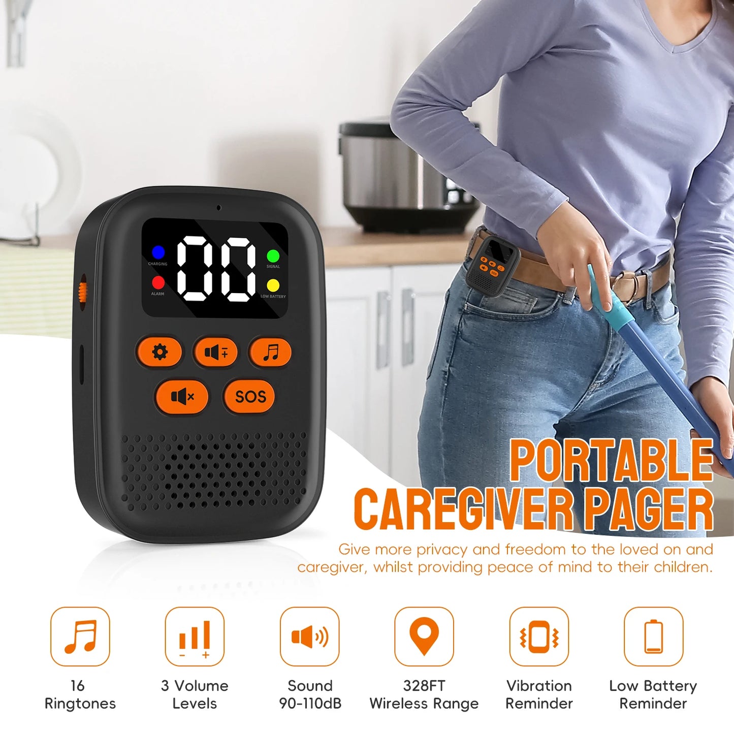 Wireless  Pager System  SOS Emergency Call  Button For Elder Care Home Security Viberation Alarm Button