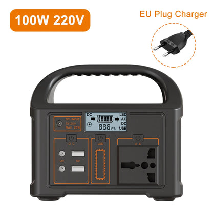 GaiaRay 100W Portable Power Station – 76.8Wh LiFePO4 Solar Generator for Camping & Emergencies