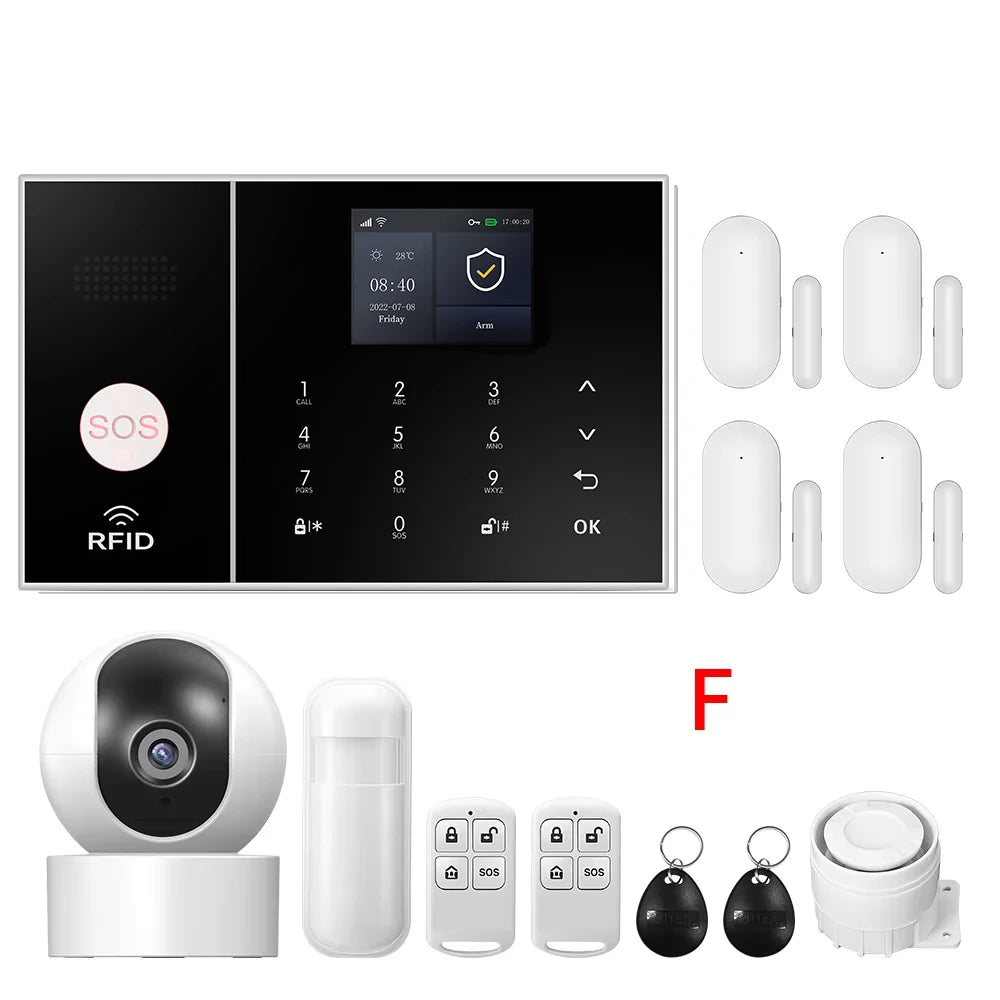 4G GSM WIFI Security Alarm System for Home and Business Multi-language Works with Tuya Smart Life APP Control with Alexa