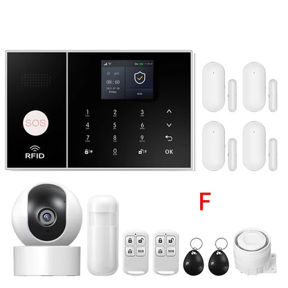 4G GSM WIFI Security Alarm System for Home and Business Multi-language Works with Tuya Smart Life APP Control with Alexa
