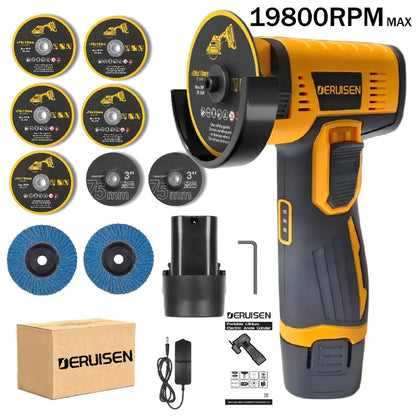 19,800 RPM Mini Cordless Angle Grinder & Polisher – 12V Lithium, Metal, Wood, Stone & Concrete