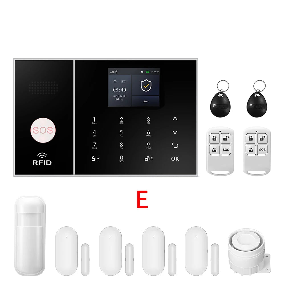 4G GSM WIFI Security Alarm System for Home and Business Multi-language Works with Tuya Smart Life APP Control with Alexa