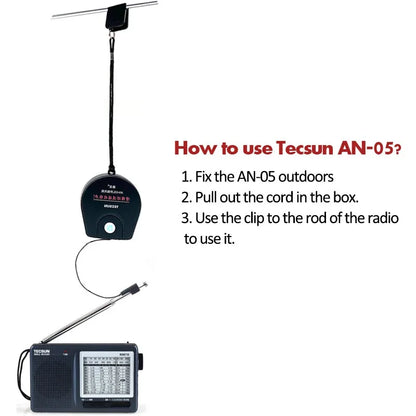 Tecsun R-9012 AM/FM/SW 12-Band Shortwave Pocket Radio – Portable Multiband Receiver | Optional AN-05 External Antenna