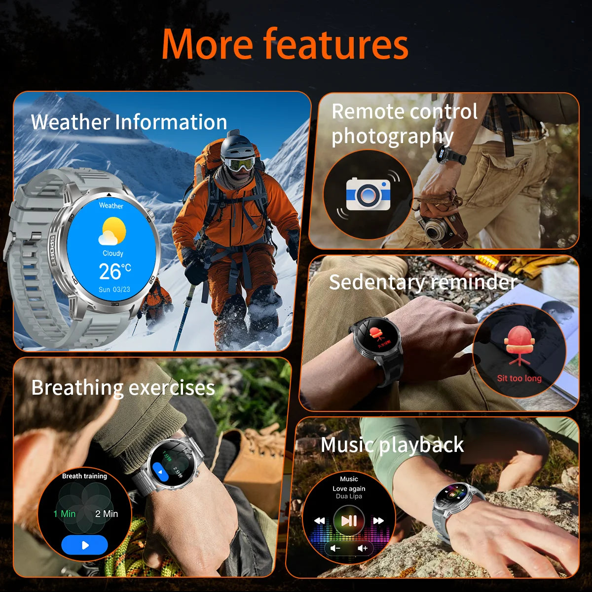 Smart Watch with 1000mAh Battery – 1.85" AMOLED, Bluetooth Calling, 100+ Sports Modes, 5ATM Waterproof, Heart Rate & Blood Oxygen