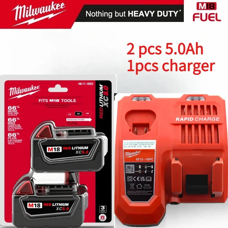 Milwaukee M18 18V Lithium-Ion Battery – 5.0Ah & 6.0Ah Long Cycle Life for M18 Power Tools