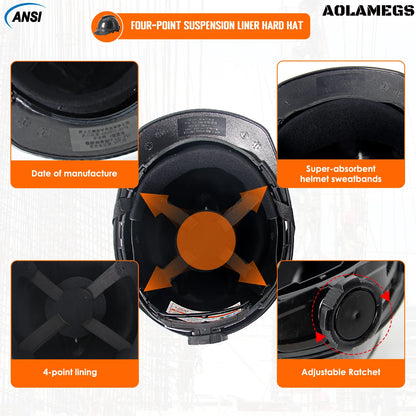Construction Safety Helmet – Breathable Hard Hat with Carbon Fiber Pattern
