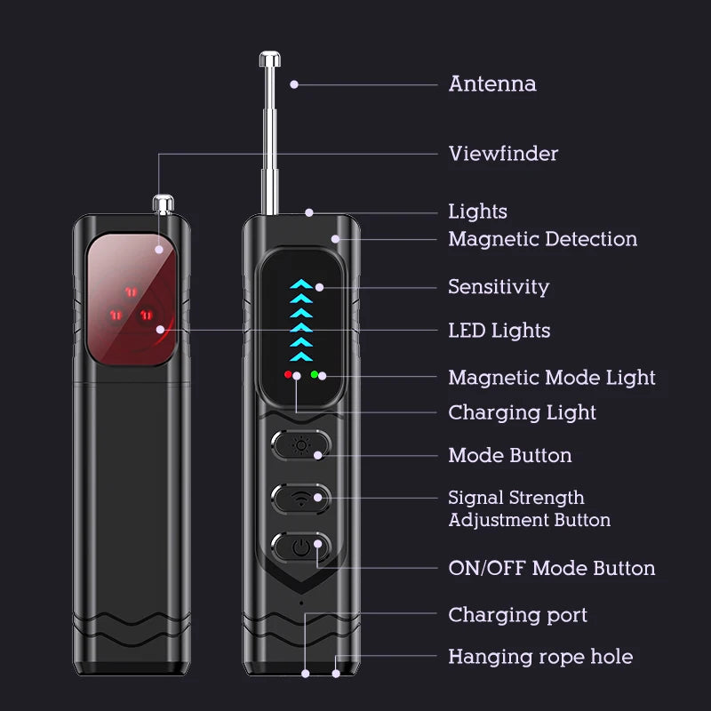 T17 Smart Hidden Camera & Bug Detector – Anti-Spy, Anti-Eavesdropping, Anti-Tracking for Hotels, Cars & Offices