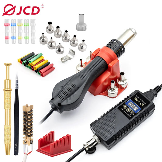 JCD 8858A 750W Hot Air Gun Rework Soldering Station – LED Digital Display, ESD Safe, 110V/220V