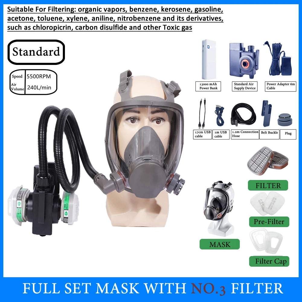 6800 Full Face Electric Air Purifying Respirator – Powered Gas Mask for Welding, Spraying, Chemical & Industrial Use