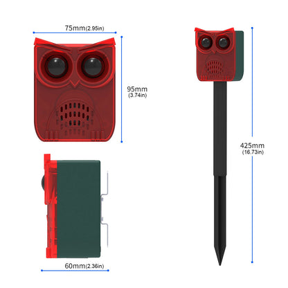Solar Outdoor Motion Sensor Alarm Dog Barking&Gunshot Sound Loud Noise Maker Deter Raccoons Deer Skunks Bears Coyotes