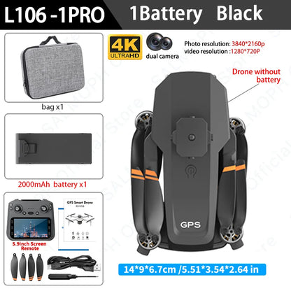 L106-1PRO GPS Drone with 4K Camera – 3KM Range, 5G WiFi FPV, EIS, Obstacle Avoidance, Brushless Motor