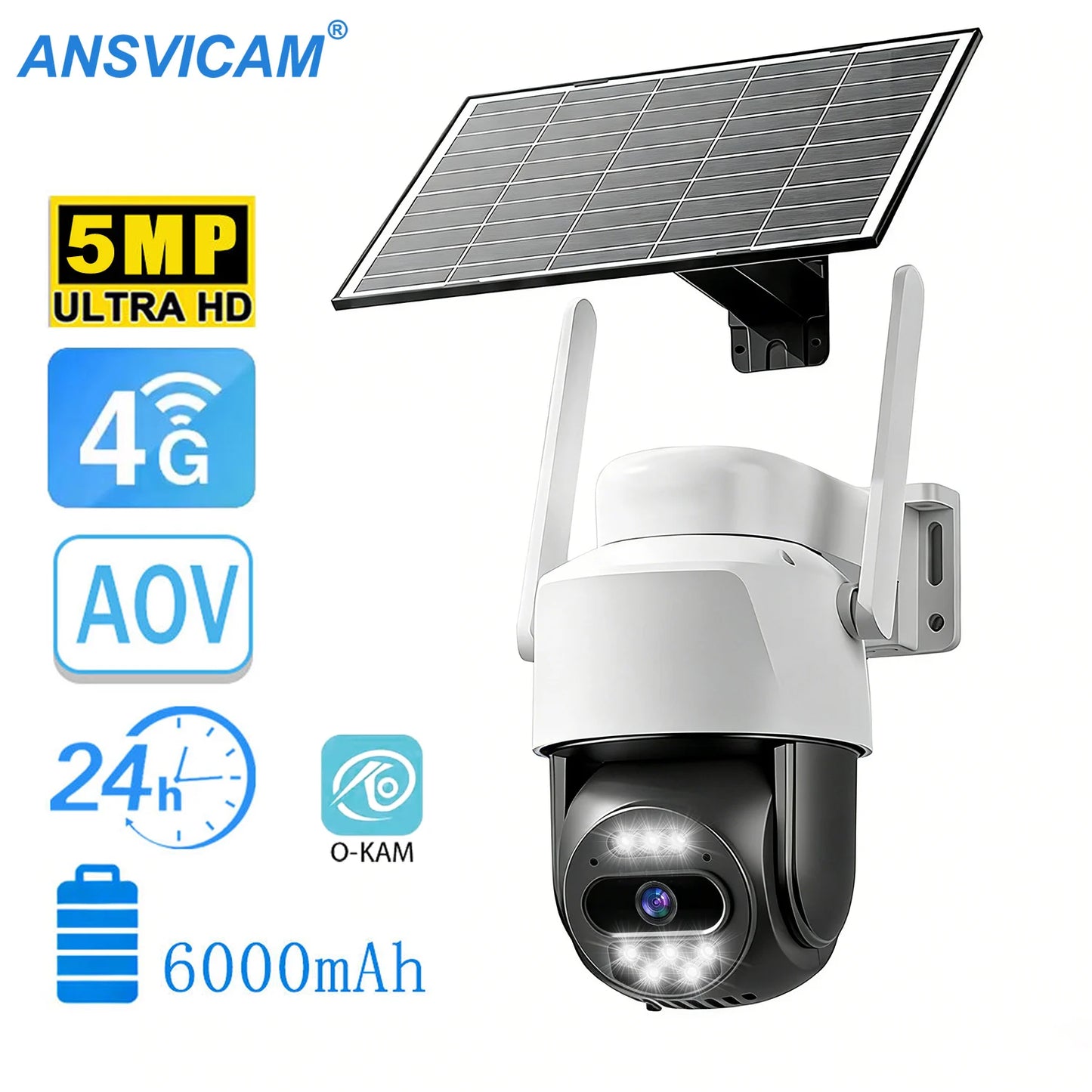 Solar Security Camera – 4G LTE, No WiFi Needed, AI Human Detection & PTZ