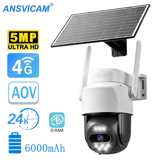 Solar Security Camera – 4G LTE, No WiFi Needed, AI Human Detection & PTZ
