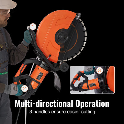 SucceBuy 16" Electric Concrete Wet Saw – 3200W, 15A Motor, 6" Cutting Depth, Wheeled Base