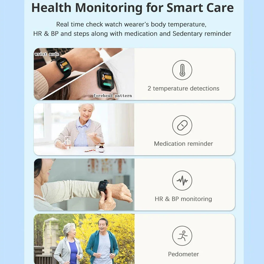 Smart GPS Tracker Watch GPS Bracelet Video Call for Old People One-click Help Support Fall Alarm Built-in 600mAh Battery RF-V52