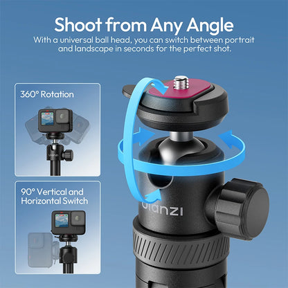 Ulanzi TT24 Quick-Release Selfie Stick Tripod – 360° Ball Head, 148cm Extended, for Action Cameras, Smartphones & DSLRs