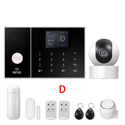 4G GSM WIFI Security Alarm System for Home and Business Multi-language Works with Tuya Smart Life APP Control with Alexa