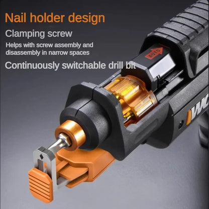 WORX WX255.4 4V Mini Cordless Screwdriver Set – USB Rechargeable, Gun-Style, 1/4" Hex, 1500mAh Battery