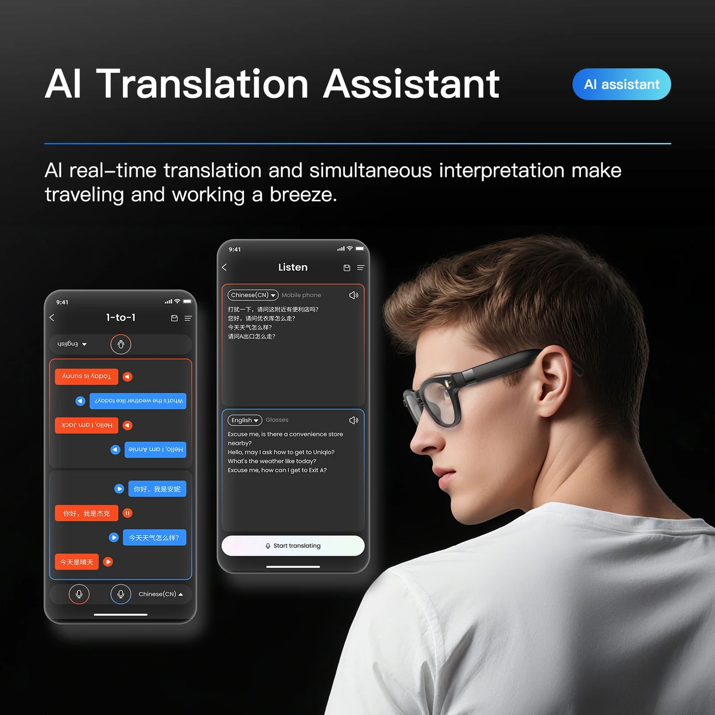 EIGIIS AI Smart Glasses – Bluetooth Calls, AI Voice Assistant, 4K Camera & Noise Reduction
