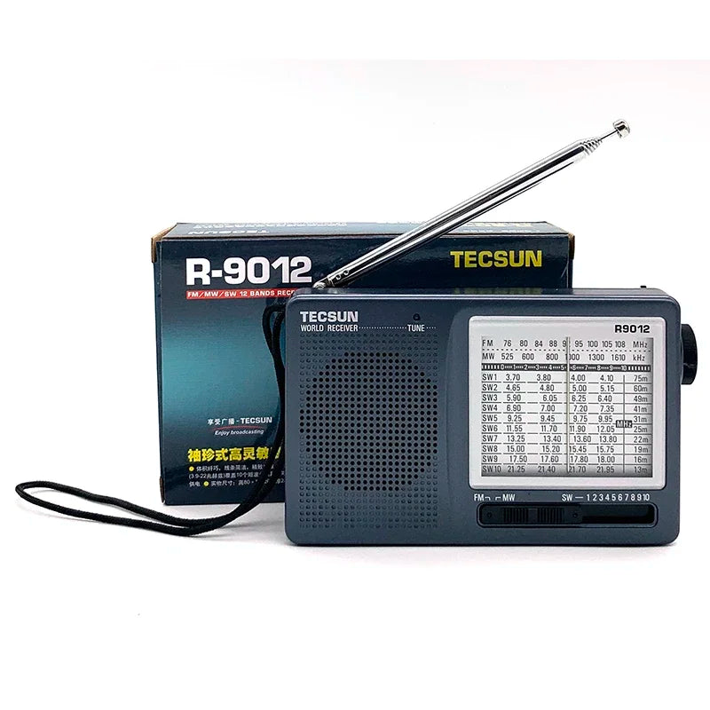Tecsun R-9012 AM/FM/SW 12-Band Shortwave Pocket Radio – Portable Multiband Receiver | Optional AN-05 External Antenna
