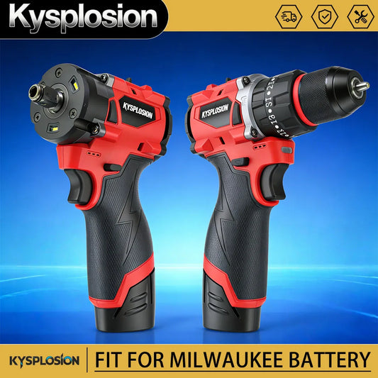 350N.m Brushless Cordless Impact Wrench & Drill Driver – 1/2" Drive, Fits Milwaukee M12 Battery