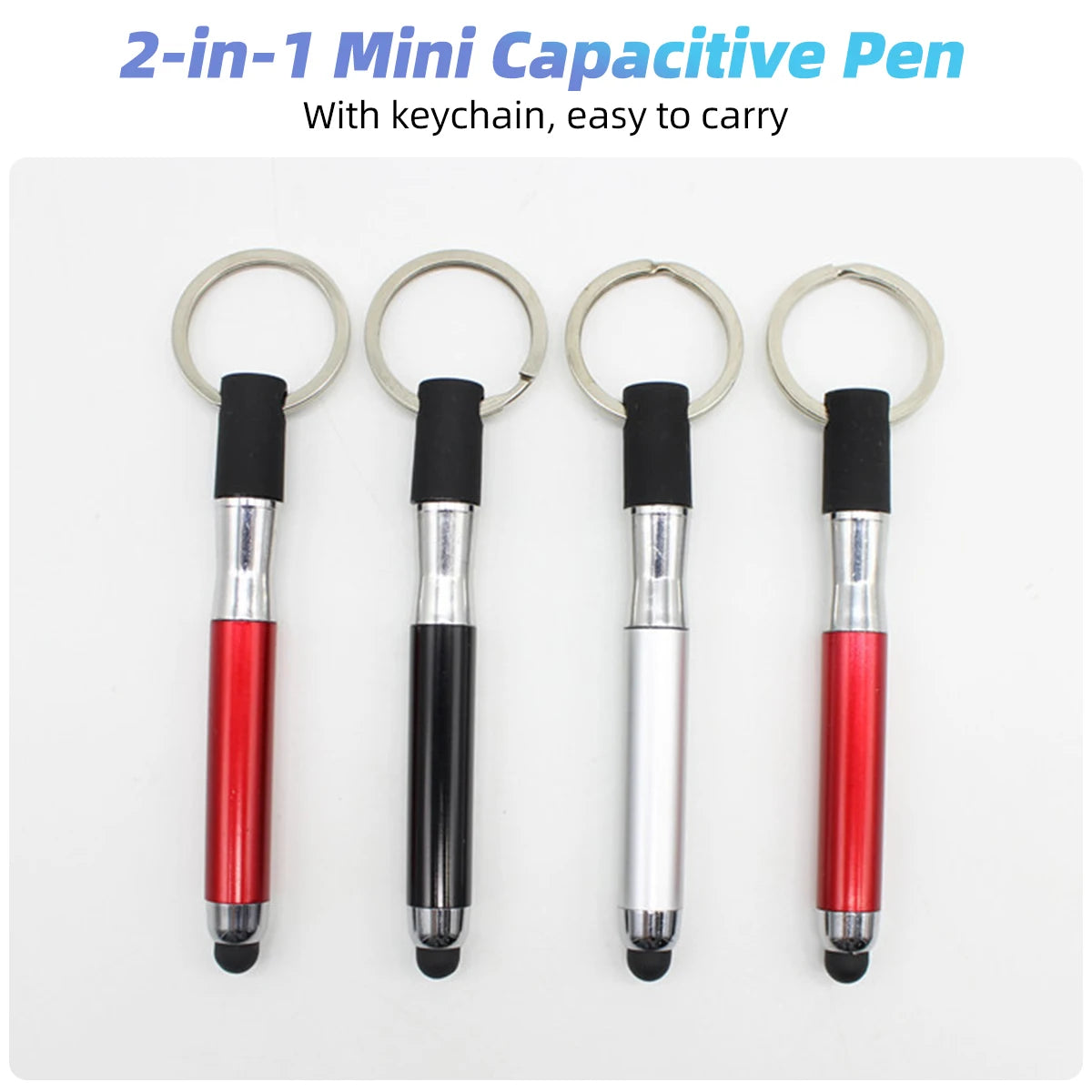 2-in-1 Stylus Ballpoint Pen with Keychain – Capacitive Touch Screen Pen for iPhone, Android & Tablets
