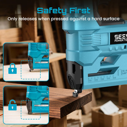 SEESII 18GA 2-in-1 Cordless Brad Nailer & Stapler – 2x2.0Ah Batteries, 1000 Nails Included