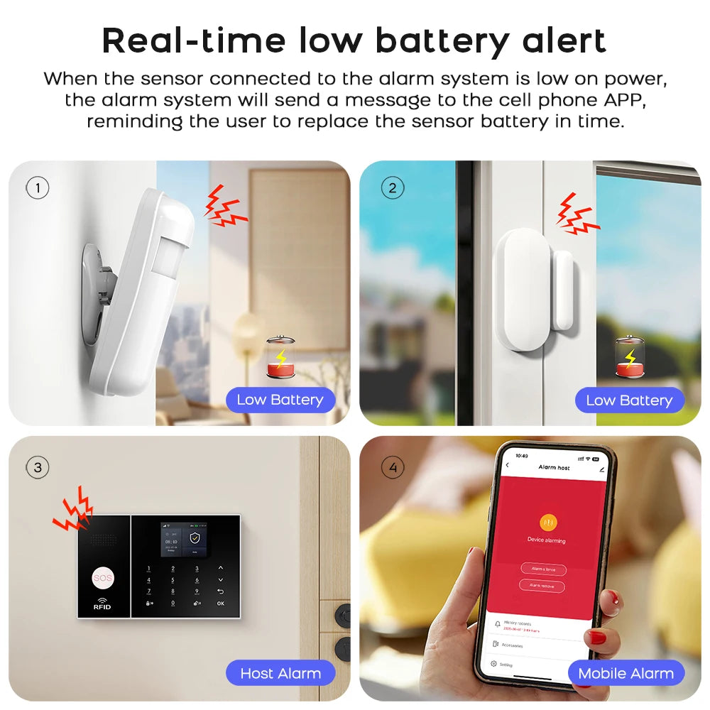 4G GSM WIFI Security Alarm System for Home and Business Multi-language Works with Tuya Smart Life APP Control with Alexa