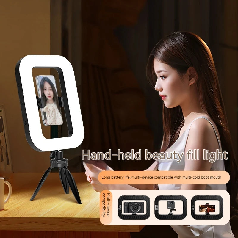 Handheld Ring LED Fill Light – 20W, 240 Beads, 8000mAh, 2500K–8500K for Live Streaming & Photography
