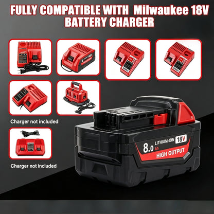 Milwaukee M18 8.0Ah 18V Li-ion Replacement Battery – 1, 2 & 4-Pack Compatible with 48-11-1880