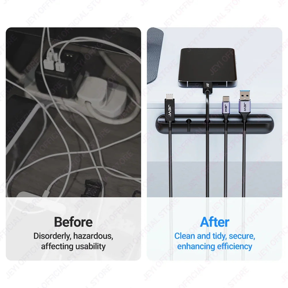 JEYI Adhesive Cable Holder Clips – Cord Management Wire Organizer for Desk, Nightstand & More