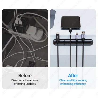 JEYI Adhesive Cable Holder Clips – Cord Management Wire Organizer for Desk, Nightstand & More