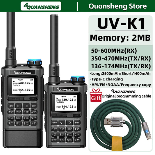 Quansheng UV-K1 Mini Multi-Band Ham Radio Transceiver – 3W–5W, 200 Channels, Type-C, NOAA, Aviation Band
