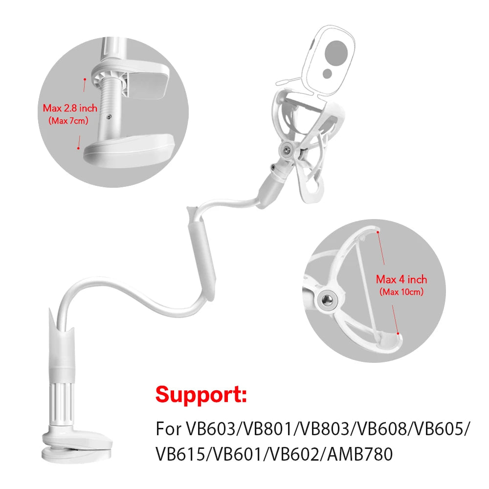 85cm Flexible Long Arm Baby Monitor & Phone Holder Mount – No-Drill Clamp, 360°, Fits Most Cameras