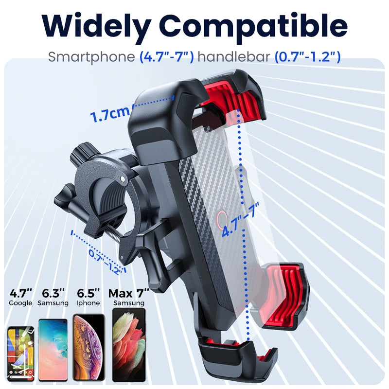 Joyroom JR-ZS288 Bike Phone Holder – 360° Rotation, One-Click Lock, Shockproof for 4.7"–7" Phones