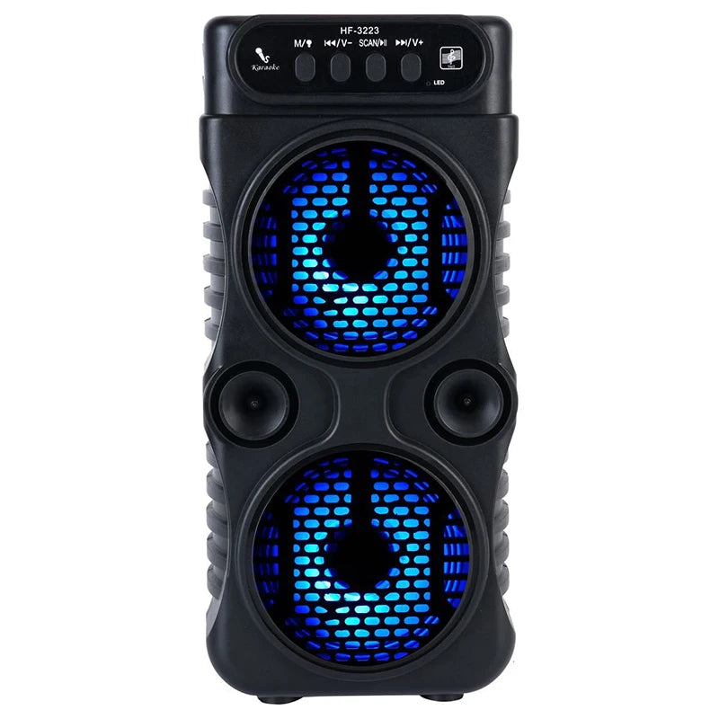 Portable Dual-Driver Bluetooth Speaker – 2.0 Stereo, Bass Boost, USB & Battery Powered | Camping, Party, Karaoke