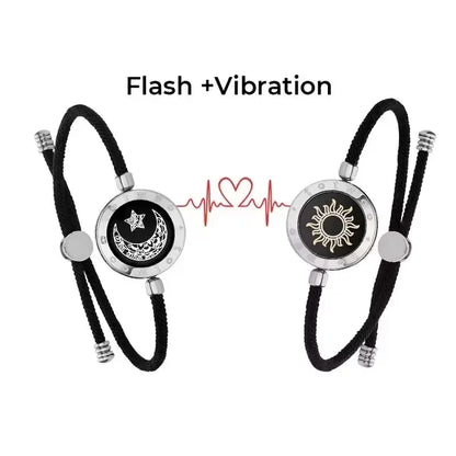 totwoo Long Distance Touch Bracelets for Couples – Light Up & Vibrate Smart Sun & Moon Love Gift