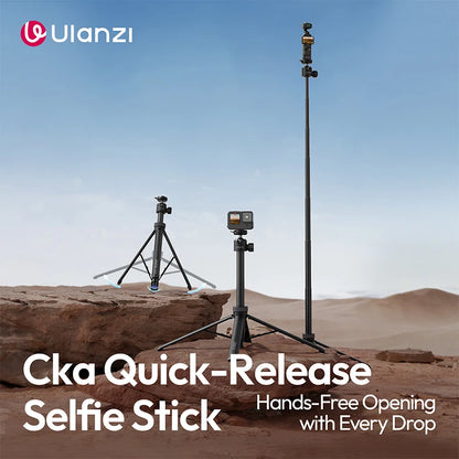 Ulanzi TT24 Quick-Release Selfie Stick Tripod – 360° Ball Head, 148cm Extended, for Action Cameras, Smartphones & DSLRs