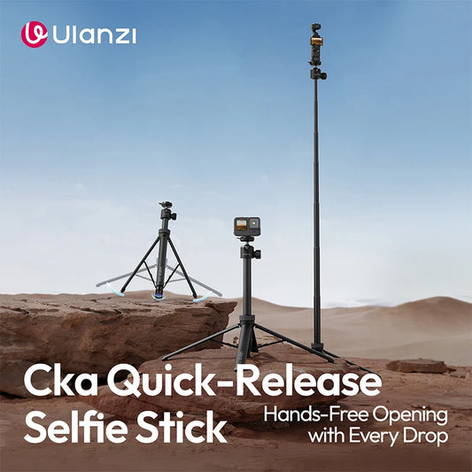 Ulanzi TT24 Quick-Release Selfie Stick Tripod – 360° Ball Head, 148cm Extended, for Action Cameras, Smartphones & DSLRs