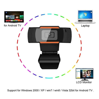 Mini USB Webcam with Microphone – 480P / 720P / 1080P HD, 30fps, Plug & Play for PC, Laptop & Desktop