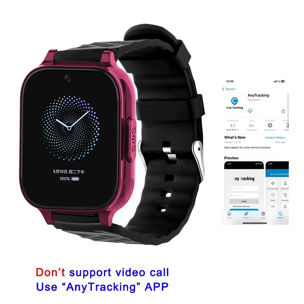 Smart GPS Tracker Watch GPS Bracelet Video Call for Old People One-click Help Support Fall Alarm Built-in 600mAh Battery RF-V52