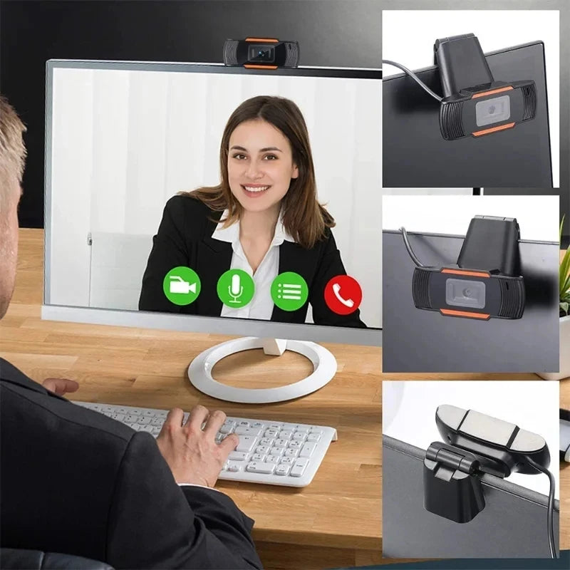 Mini USB Webcam with Microphone – 480P / 720P / 1080P HD, 30fps, Plug & Play for PC, Laptop & Desktop