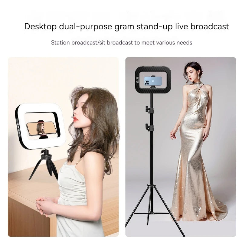 Handheld Ring LED Fill Light – 20W, 240 Beads, 8000mAh, 2500K–8500K for Live Streaming & Photography