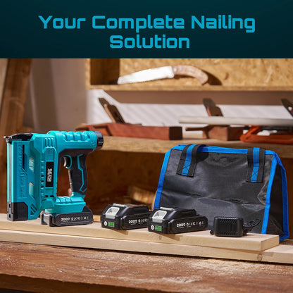 SEESII 18GA 2-in-1 Cordless Brad Nailer & Stapler – 2x2.0Ah Batteries, 1000 Nails Included